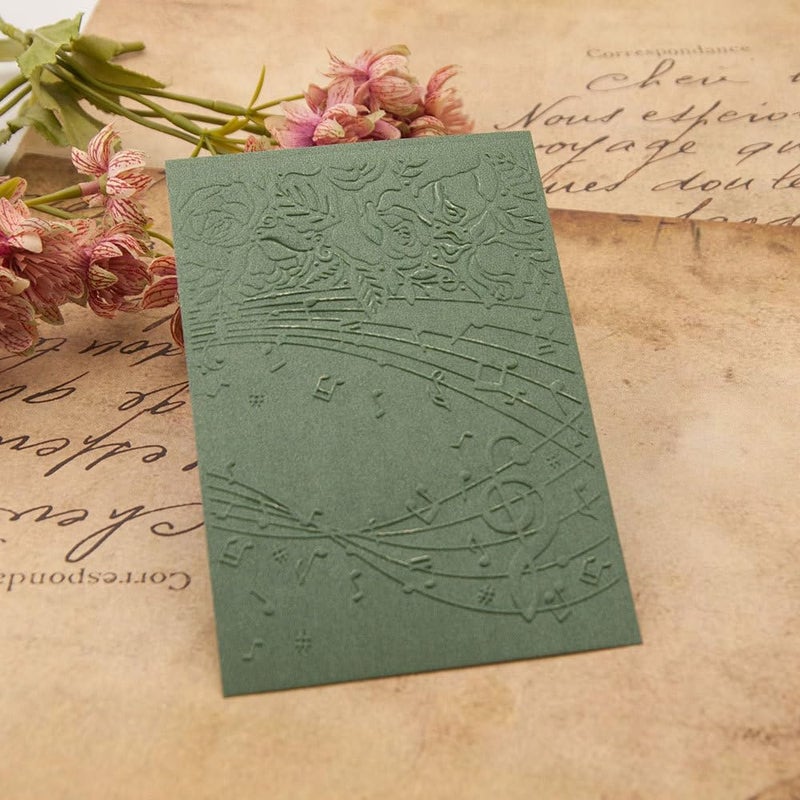 FUGUT 3-D Embossing Folder for Card Making - Plastic Textured Template for DIY Scrapbooking, Paper Crafting and Handmade Art Supplies (3D Rose Music 5.8 x 4.1 in) - Image 4